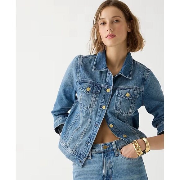 NEW! J. Crew Jean Denim Jean Jacket Blue SZ XXS - Picture 4 of 12